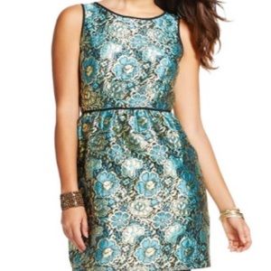 Green & gold metallic A-line Dress